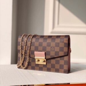 Replica Louis Vuitton Croisette Chain Wallet Damier Ebene N60287 BLV944 2