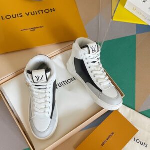 Replica Louis Vuitton White Charlie Sneaker Boots With Black Detail 2