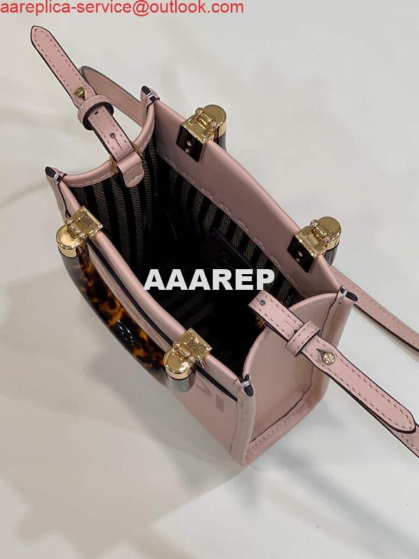 Replica Fendi 8BS051 Mini Sunshine Pink laminated leather shopper 10