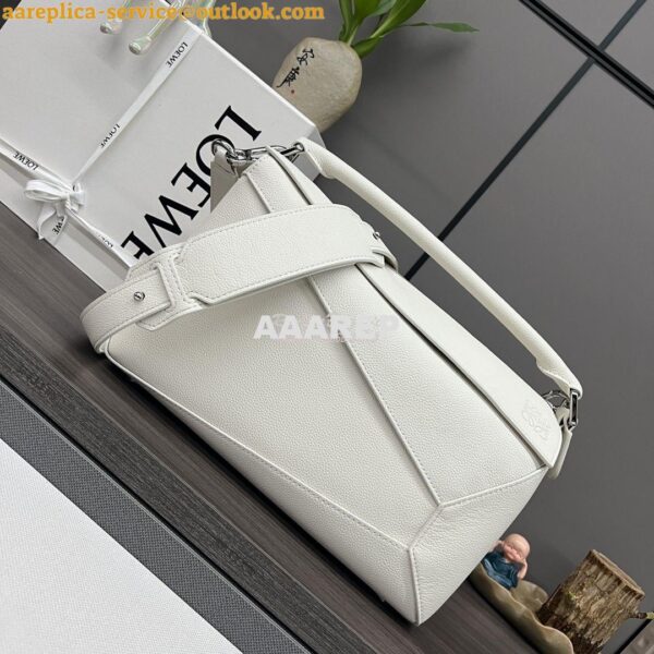 Replica Loewe Medium Puzzle Bag In Soft Grained Calfskin B510P49 White 3