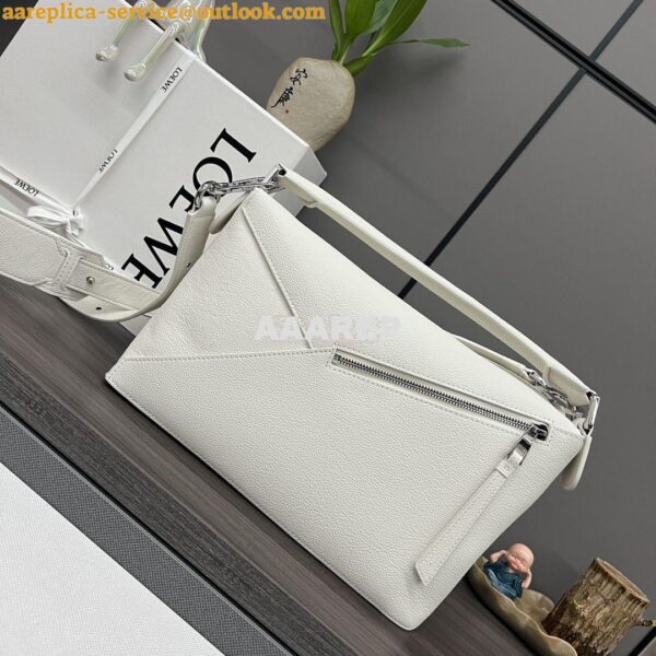 Replica Loewe Medium Puzzle Bag In Soft Grained Calfskin B510P49 White 4