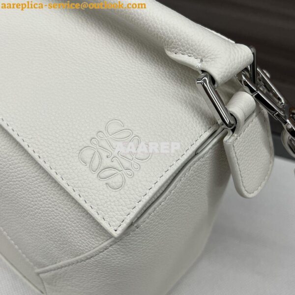 Replica Loewe Medium Puzzle Bag In Soft Grained Calfskin B510P49 White 5