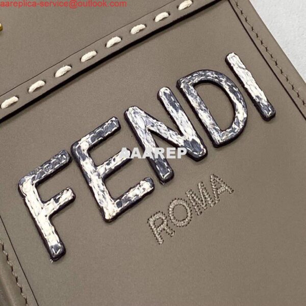 Replica Fendi 8BS051 MINI SUNSHINE SHOPPER Gray leather and elaphe mini-bag 6