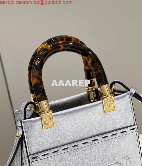 Replica Fendi 8BS051 Mini Sunshine Silver laminated leather shopper 5