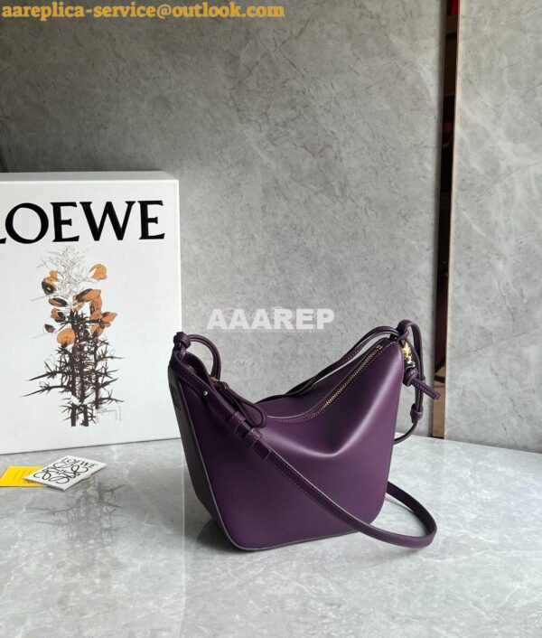 Replica Loewe Mini Hammock Hobo bag in classic calfskin A538G13 Purple 3