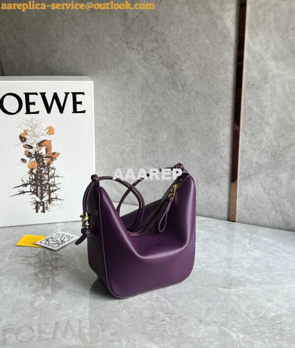 Replica Loewe Mini Hammock Hobo bag in classic calfskin A538G13 Purple 4