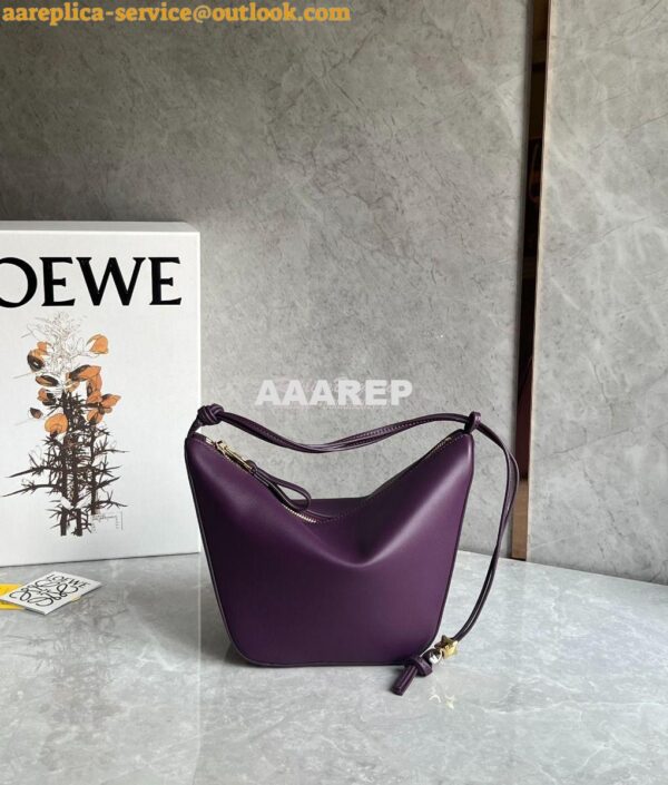 Replica Loewe Mini Hammock Hobo bag in classic calfskin A538G13 Purple 5