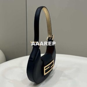 Replica Fendi 8BS065 Fendi Cookie Black leather mini Croissant bag 8556 2