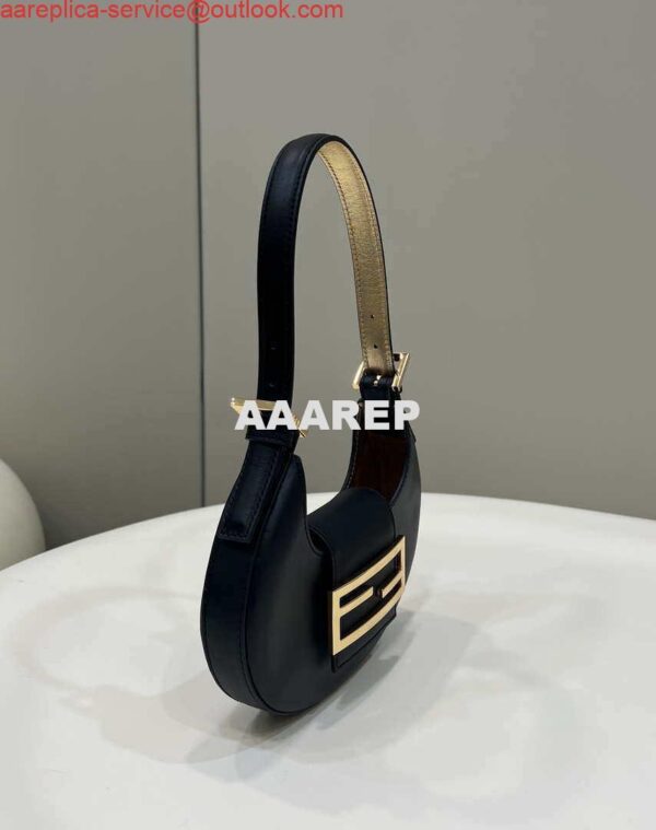 Replica Fendi 8BS065 Fendi Cookie Black leather mini Croissant bag 8556 4