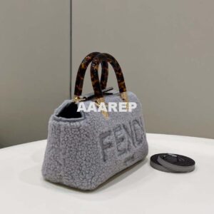 Replica Fendi 8BS067 By The Way Mini Light grey sheepskin small Boston bag