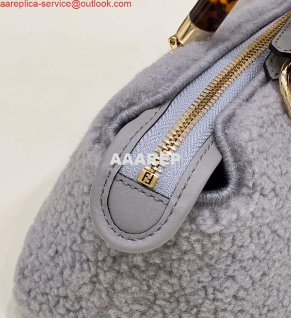 Replica Fendi 8BS067 By The Way Mini Light grey sheepskin small Boston bag 9