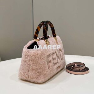 Replica Fendi 8BS067 By The Way Mini Light Pink sheepskin small Boston bag