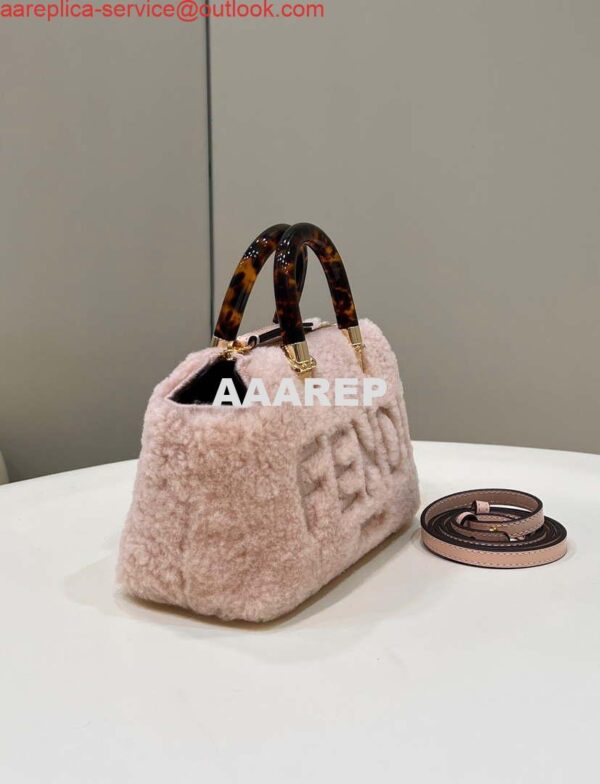 Replica Fendi 8BS067 By The Way Mini Light Pink sheepskin small Boston bag 3