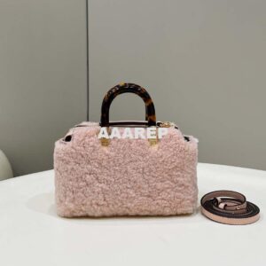 Replica Fendi 8BS067 By The Way Mini Light Pink sheepskin small Boston bag 2