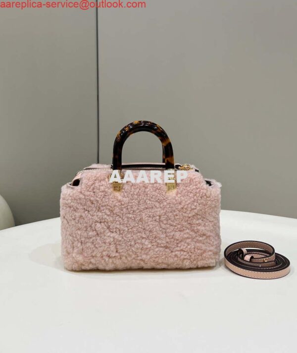 Replica Fendi 8BS067 By The Way Mini Light Pink sheepskin small Boston bag 4