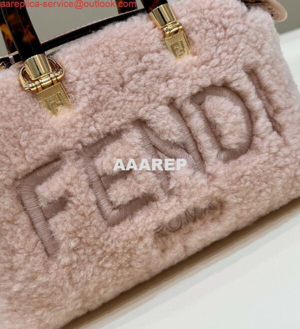 Replica Fendi 8BS067 By The Way Mini Light Pink sheepskin small Boston bag 5