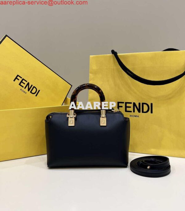 Replica Fendi 8BS067 By The Way Mini Small Boston bag in mint Black leather 3