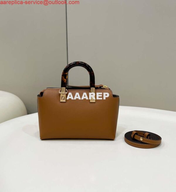 Replica Fendi 8BS067 By The Way Mini Small Boston bag in mint Brown leather 3