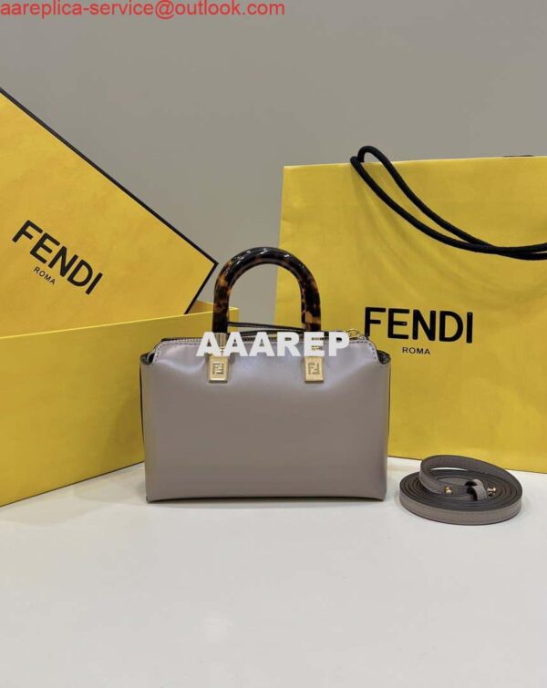 Replica Fendi 8BS067 By The Way Mini Small Boston bag in mint Gray leather 3