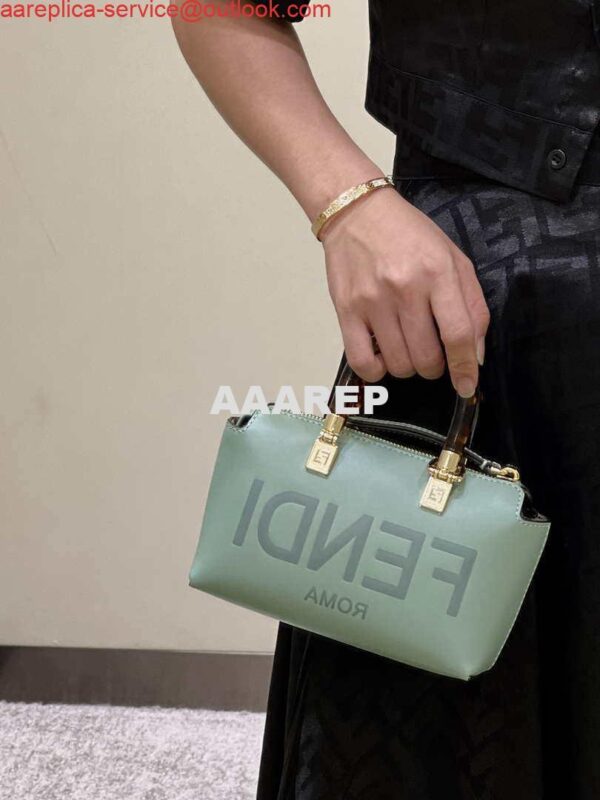 Replica Fendi 8BS067 By The Way Mini Small Boston bag in mint green leather 11