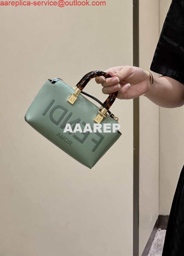 Replica Fendi 8BS067 By The Way Mini Small Boston bag in mint green leather 12