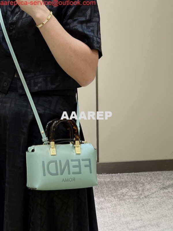 Replica Fendi 8BS067 By The Way Mini Small Boston bag in mint green leather 13