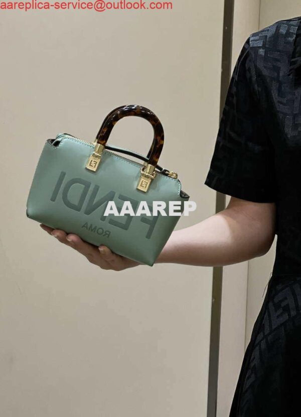 Replica Fendi 8BS067 By The Way Mini Small Boston bag in mint green leather 14