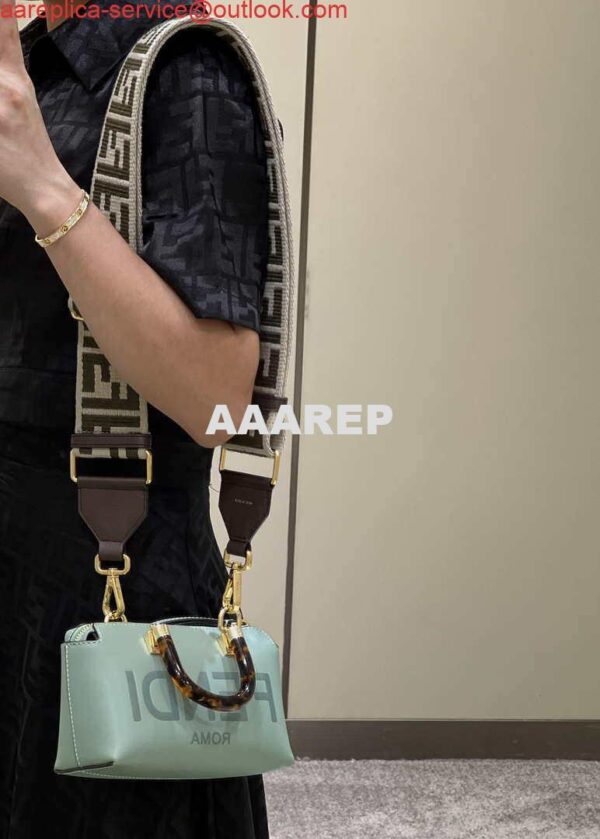 Replica Fendi 8BS067 By The Way Mini Small Boston bag in mint green leather 15