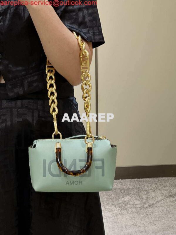 Replica Fendi 8BS067 By The Way Mini Small Boston bag in mint green leather 16