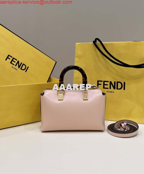 Replica Fendi 8BS067 By The Way Mini Small Boston bag in mint Pink leather 3