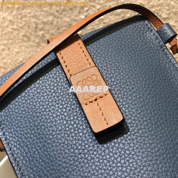 Replica Loewe Small Gate Pocket Bag in Grained Calfskin 16842 Steel Bl 8