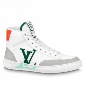 Replica Louis Vuitton White Charlie Sneaker Boots With Green Detail