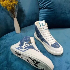 Replica Louis Vuitton Charlie Sneaker Boots In Blue Monogram Denim 2