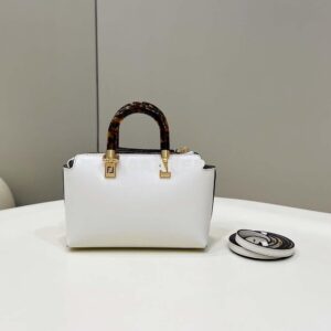 Replica Fendi 8BS067 By The Way Mini Small Boston bag in mint White leather