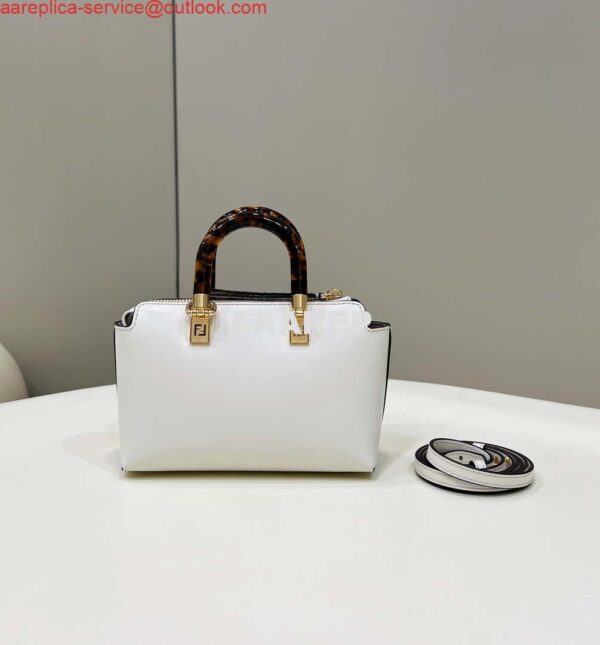 Replica Fendi 8BS067 By The Way Mini Small Boston bag in mint White leather 3