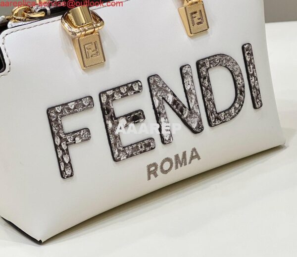 Replica Fendi 8BS067 By The Way Mini Small Boston bag in mint White leather 6