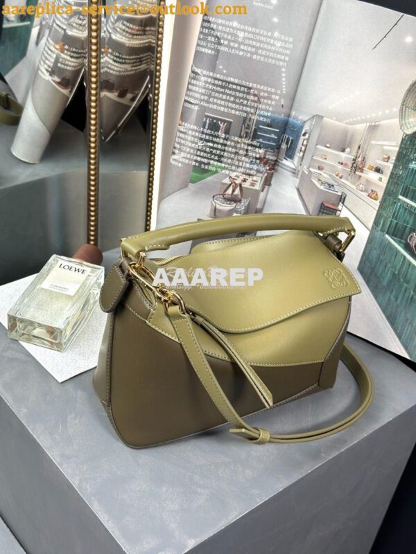 Replica Loewe Small Puzzle Bag In Classic Calfskin A510P60 Olive Green 4