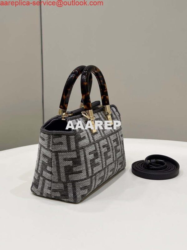 Replica Fendi 8BS067 By The Way Mini Small Boston Jacquard FF fabric bag Dark Gray 3