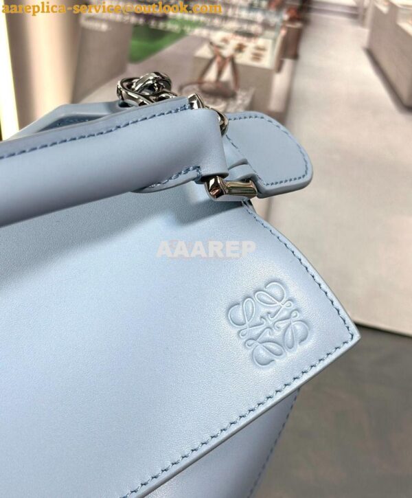 Replica Loewe Small Puzzle bag in Satin Calfskin A510S21XA9 Dusty Blue 8