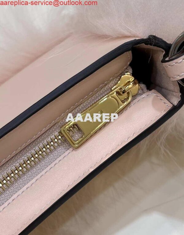 Replica Fendi 8BS068ALS9F1IVT O’Lock Swing Pale pink leather and fox fur pouch 8573 7