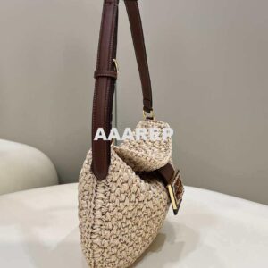 Replica Fendi 8BS069 Fendi Beige raffia bag Croissant bag 8373 2