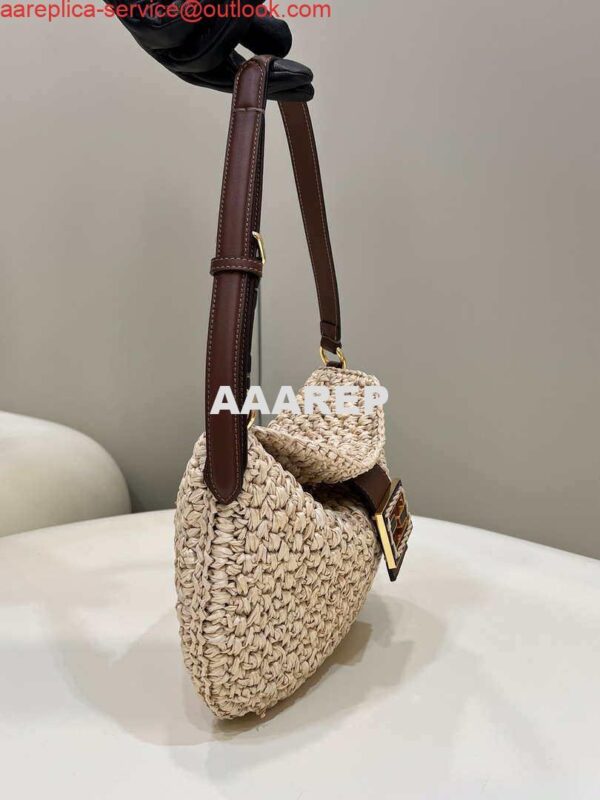 Replica Fendi 8BS069 Fendi Beige raffia bag Croissant bag 8373 4