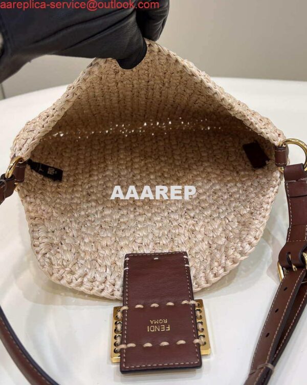 Replica Fendi 8BS069 Fendi Beige raffia bag Croissant bag 8373 10