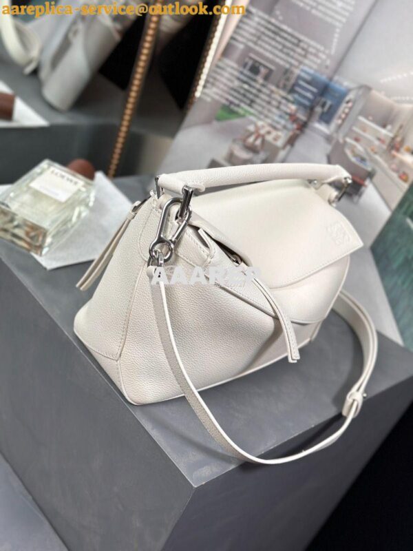 Replica Loewe Small Puzzle Bag In Soft Grained Calfskin A510P60 White 5