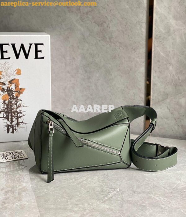 Replica Loewe Small Puzzle Bumbag In Classic Calfskin B510P35 Khaki 3