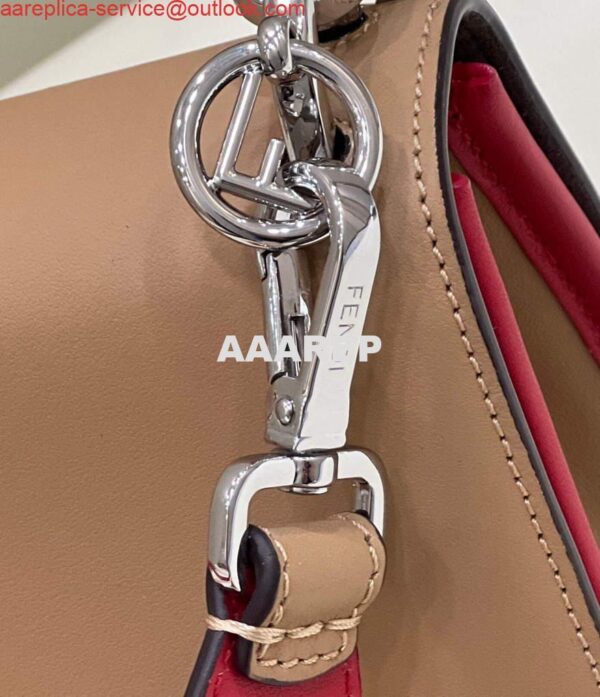 Replica Fendi 8BT284 Kan I F Leather Bag Apricot Red 8