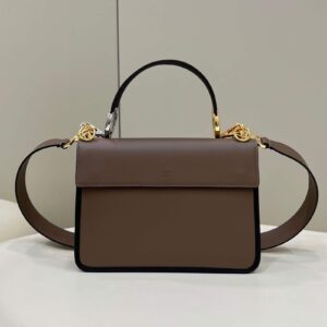 Replica Fendi 8BT284 Kan I F Leather Bag Brown