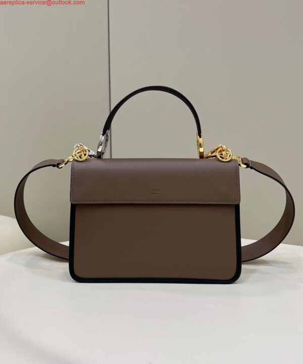 Replica Fendi 8BT284 Kan I F Leather Bag Brown 3