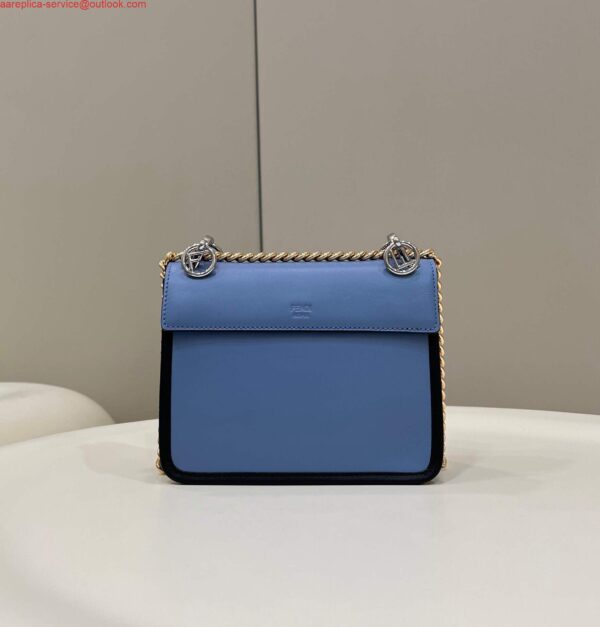 Replica Fendi 8BT286 Kan I F Small Leather Mini Bag Blue 3