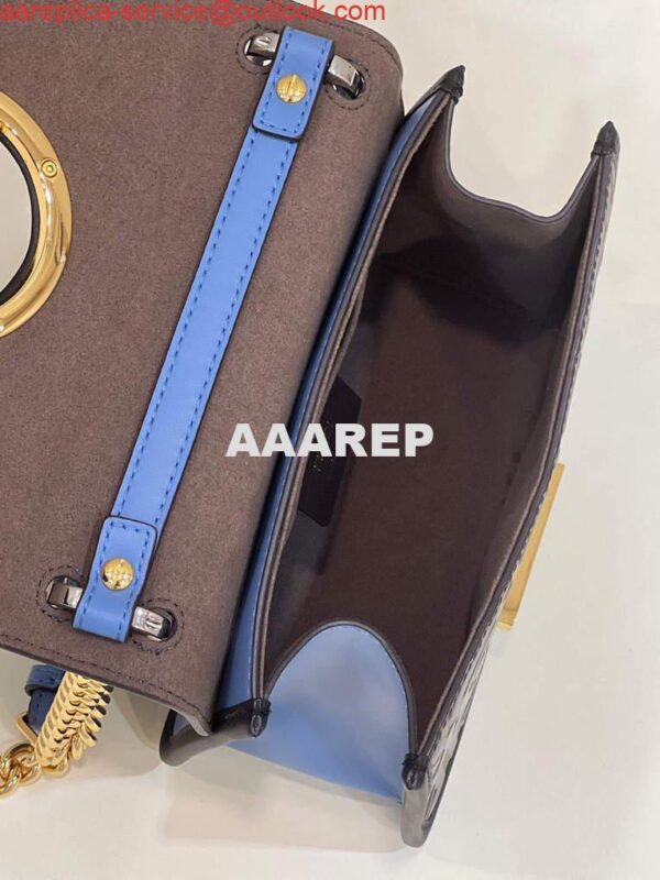 Replica Fendi 8BT286 Kan I F Small Leather Mini Bag Blue 10